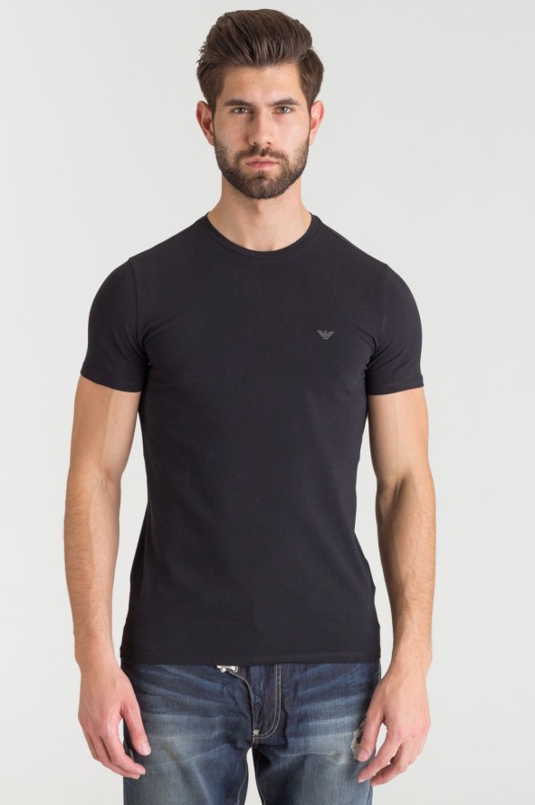 Czarny t-shirt Emporio Armani z aplikacją marki