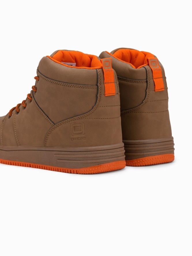 Buty męskie ocieplane sneakersy za kostkę - camel V5 OM-FOSH-0123 - 44