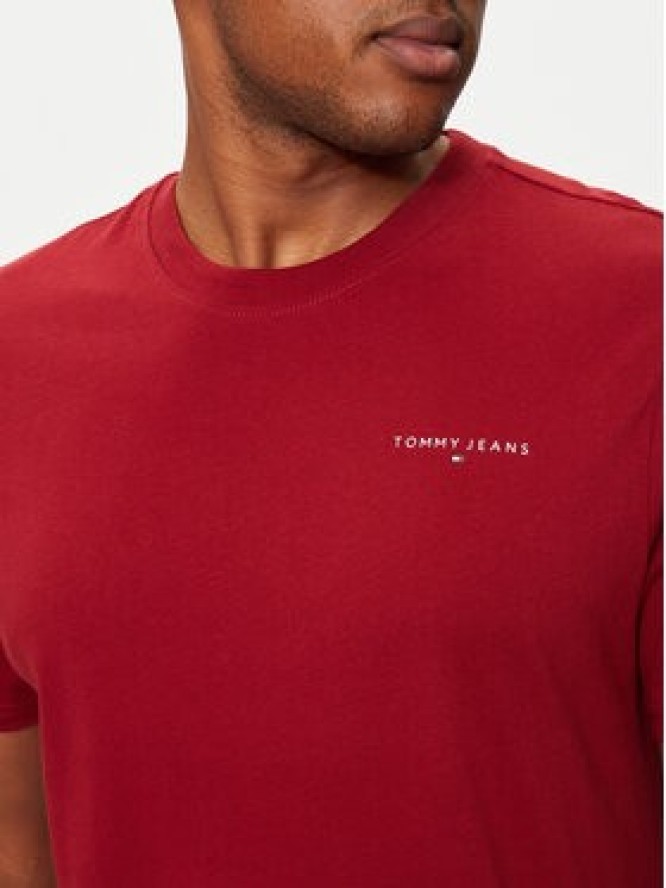 Tommy Jeans T-Shirt Linear Chest DM0DM18555 Czerwony Slim Fit