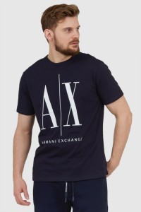 ARMANI EXCHANGE Granatowy t-shirt męski z dużym logo