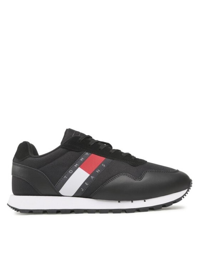 Tommy Jeans Sneakersy Retro Leather Runner EM0EM01081 Czarny