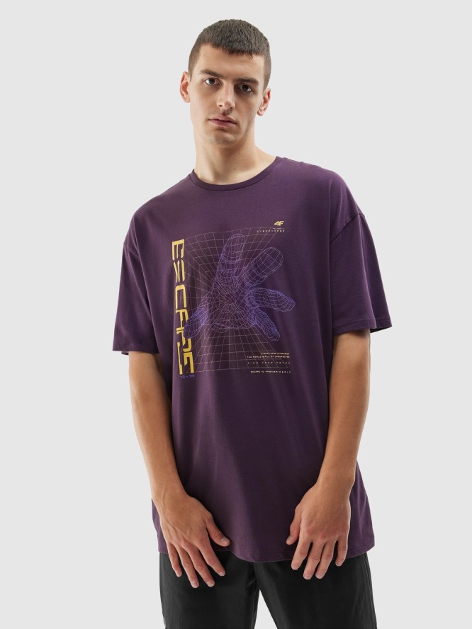 T-shirt oversize z nadrukiem męski