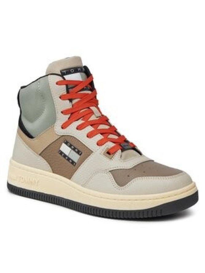 Tommy Jeans Sneakersy Tjm Basket Mid Leather EM0EM01258 Beżowy