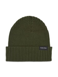 Calvin Klein Czapka Classic Cotton Rib Beanie K50K510982 Zielony