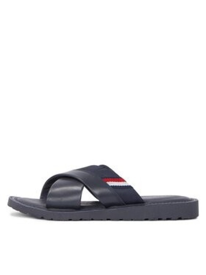 Tommy Hilfiger Klapki Core Hilfiger Lth Criss C Sandal FM0FM05010 Granatowy