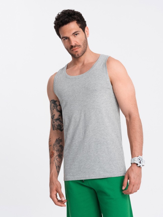 Męska bawełniana koszulka tank top BASIC – szary melanż V2 OM-TSBT-0192 - XXL