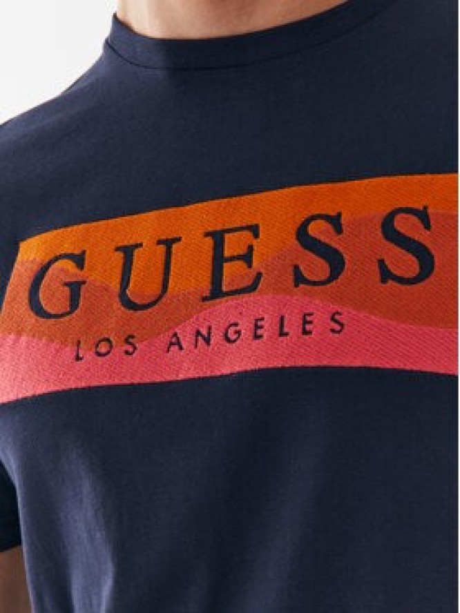 Guess T-Shirt M3YI90 K9RM1 Niebieski Slim Fit