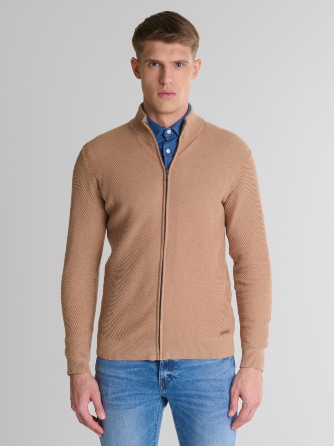 Sweter męski bawełniany rozpinany brązowy Adal 802