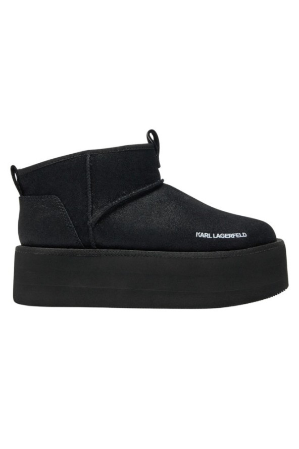 KARL LAGERFELD Czarne botki zamszowe THERMO Lo Slip On Boot