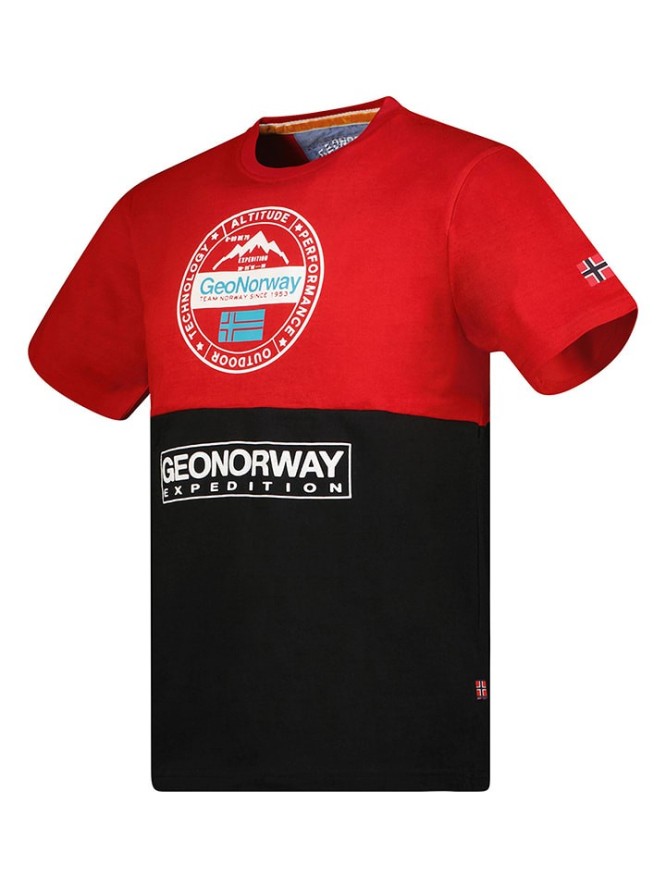 Geographical Norway Koszulka "Juillon" w kolorze czerwono-czarnym rozmiar: L