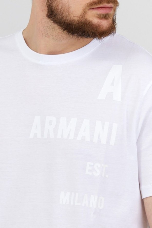 ARMANI EXCHANGE Biały t-shirt męski z białym logo