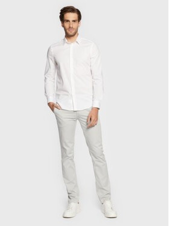 Sisley Koszula 5CNX5QL19 Biały Slim Fit