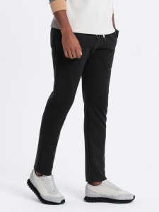 Spodnie męskie dresowe z prostą nogawką - czarne V1 OM-PABS-0155 - XXL