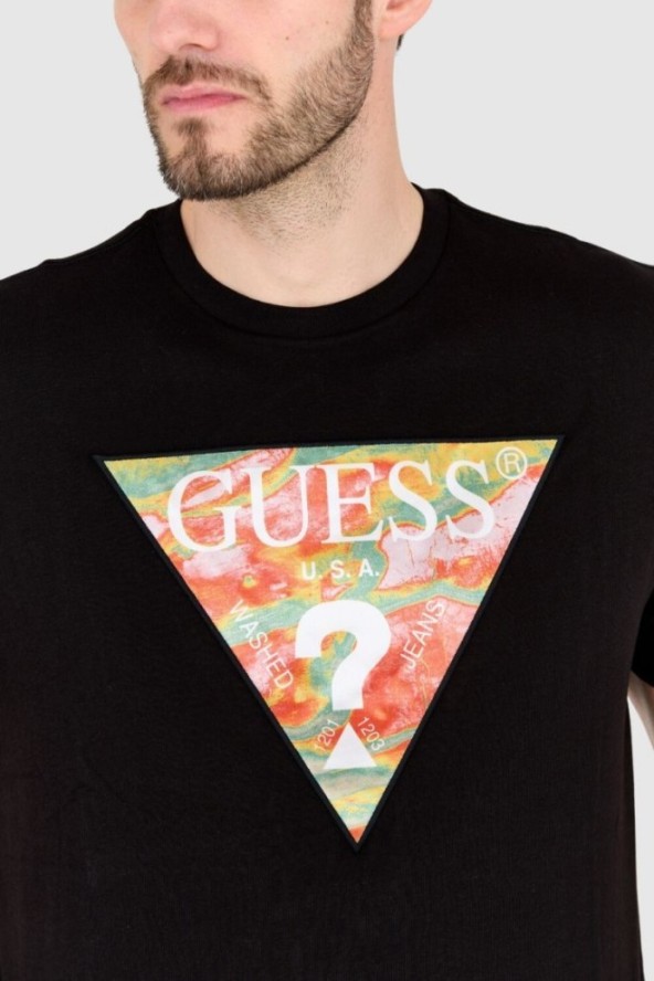 GUESS T-shirt czarny slim fit