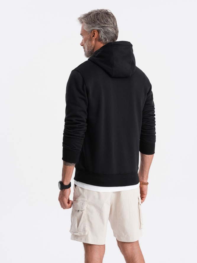 Bluza męska z kapturem BASIC - czarna V2 OM-SSBN-0120 - L
