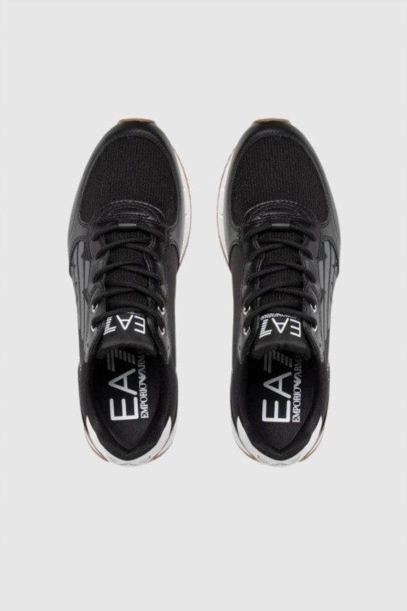 EA7 Czarne sneakersy z białą podeszwą