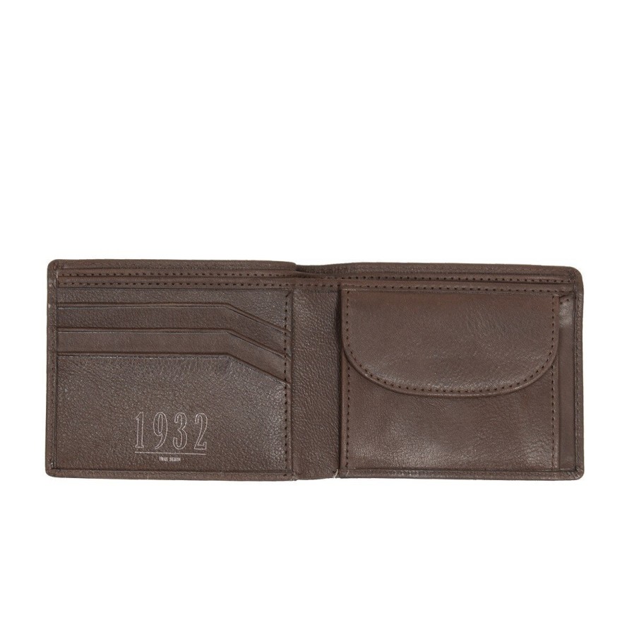 MUSTANG Fresno Wallet Long Side Opening Coin Pocket MĘSKI SKÓRZANY PORTFEL PREMIUM POJEMNY NA KARTY SKÓRA BROWN 06.105101