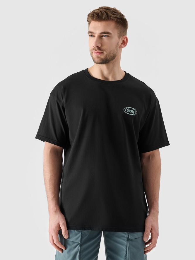 T-shirt oversize z nadrukiem męski - czarny