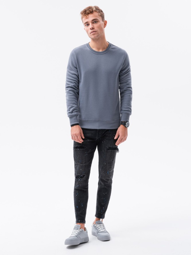 Bluza męska bez kaptura BASIC - jeansowa V7 B978 - XL