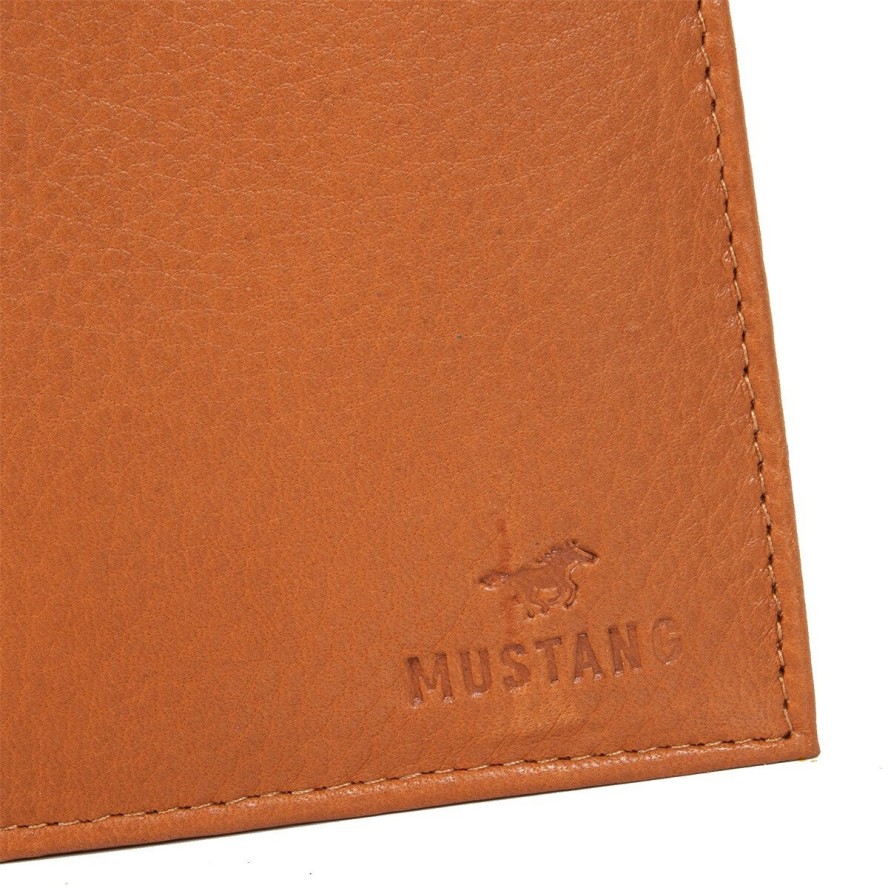 MUSTANG Livorno Wallet Tall Model UNIWERSALNY SKÓRZANY PORTFEL PREMIUM POJEMNY NA KARTY SKÓRA COGNAC 06.103231