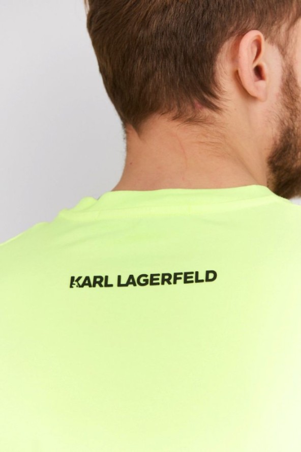 KARL LAGERFELD Neonowy t-shirt męski z wypukłym logo