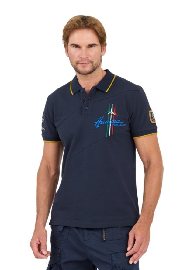 AERONAUTICA MILLITARE Granatowa koszulka polo Sleeve