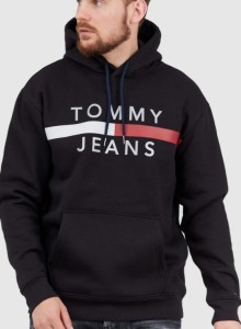 TOMMY JEANS Czarna bluza męska z odblaskowym logo