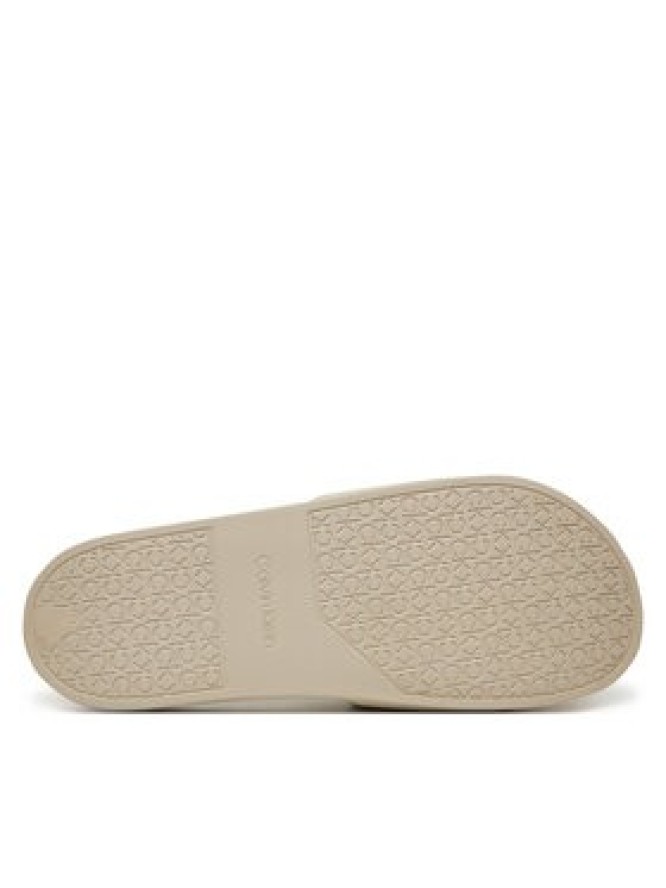 Calvin Klein Klapki Pool Slide W/ Ck Square HM0HM01754 Écru