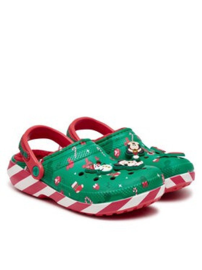 Crocs Klapki Classic Mickey Xmas Lined Clog 210813 Zielony