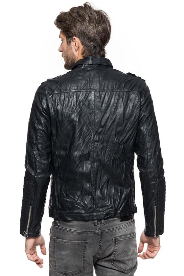 KURTKA SKÓRZANA TOM TAILOR LEATHER-LOOK BIKER JACKET 3721883.00.12 COL. 2578