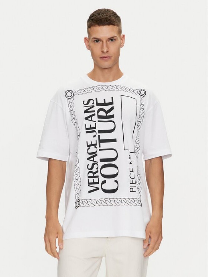 Versace Jeans Couture T-Shirt 76GAHE04 Biały Regular Fit