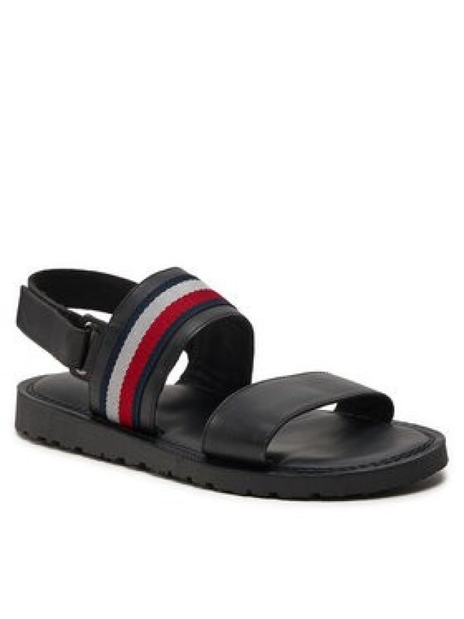 Tommy Hilfiger Sandały Core Hilfiger Lth Strappy Sandal FM0FM05009 Czarny