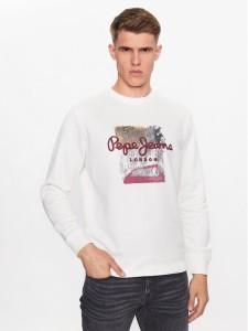 Pepe Jeans Bluza Melbourne Sweat PM582483 Biały Regular Fit