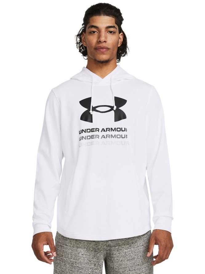 Bluza dresowa nierozpinana z kapturem męska Under Armour UA Rival Terry Graphic Hood - biała