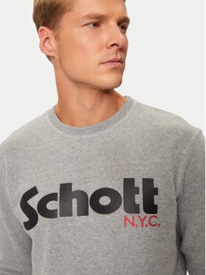 SCHOTT N.Y.C. Bluza SWCREW Szary Regular Fit