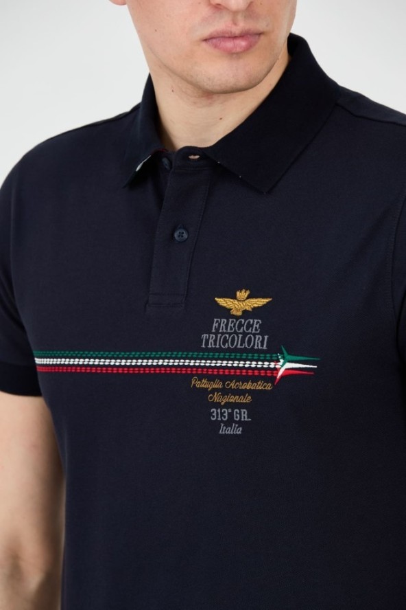 AERONAUTICA MILITARE Granatowe polo Frecce Tricolori Embroidered