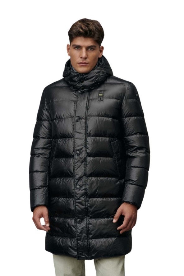 BLAUER Czarna długa kurtka męska Carver Raincoat Long Jackets