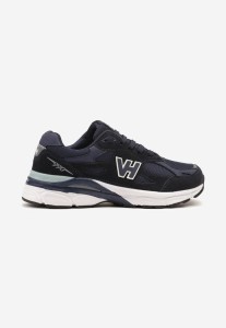 Granatowe Buty Sportowe Sneakersy z Ozdobną Naszywką Reiana