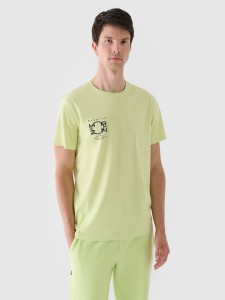 T-shirt regular z nadrukiem męski - zielony