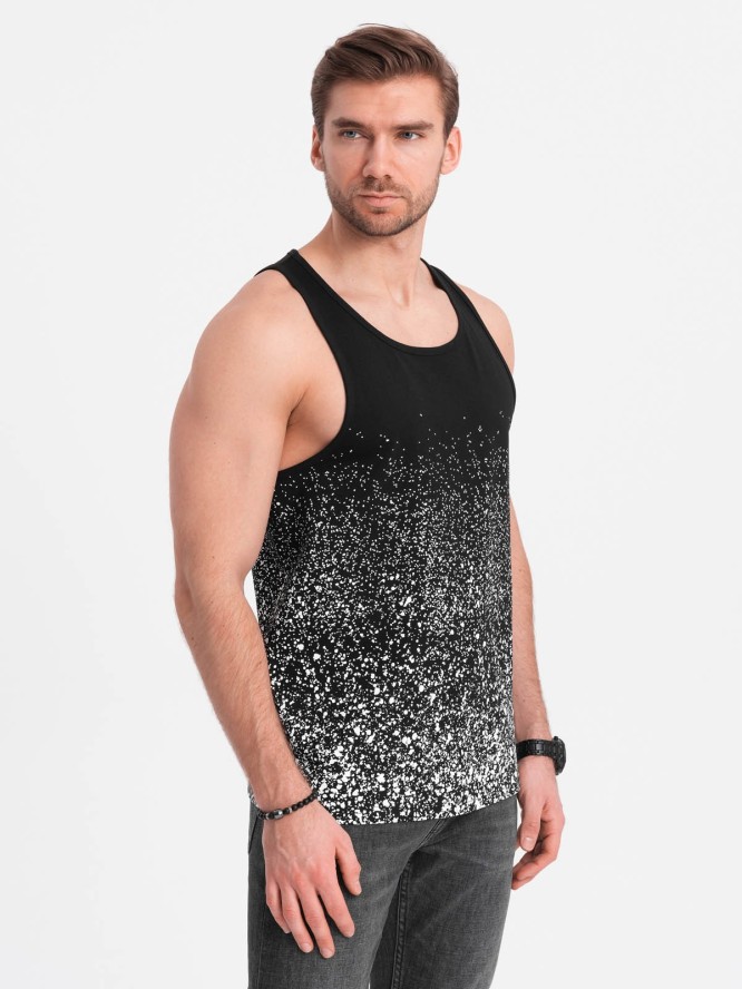 Męski tank top bawełniany z gradientowym nadrukiem - czarny V2 OM-TSTT-22SS-001 - XXL