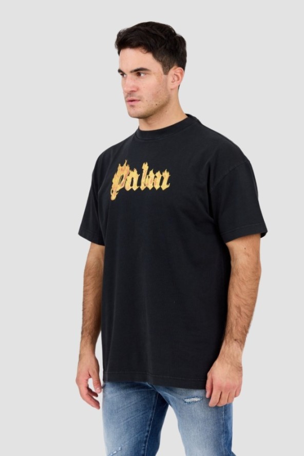 PALM ANGELS Czarny męski t-shirt Burning Logo Tee