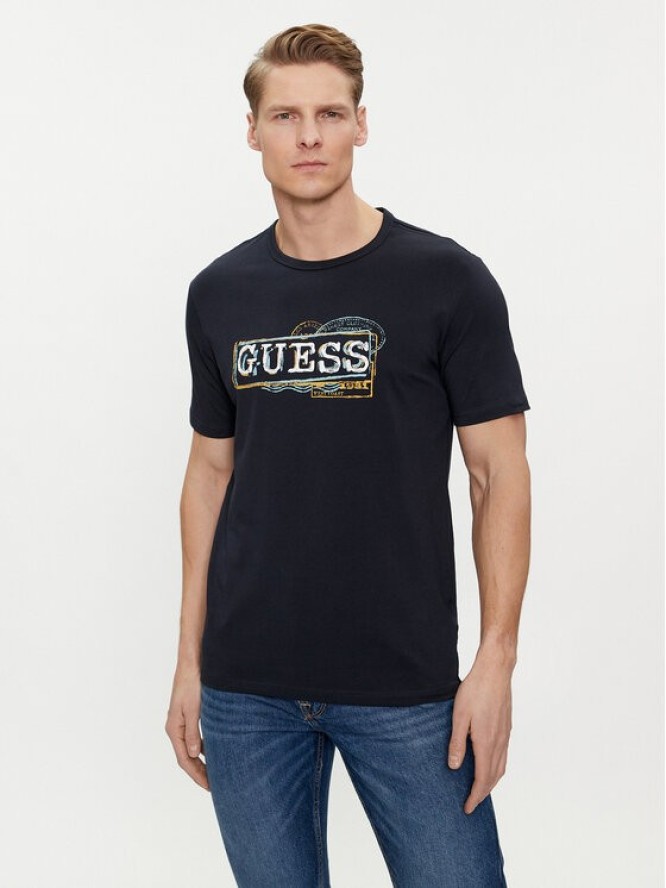 Guess T-Shirt M4GI26 J1314 Niebieski Slim Fit