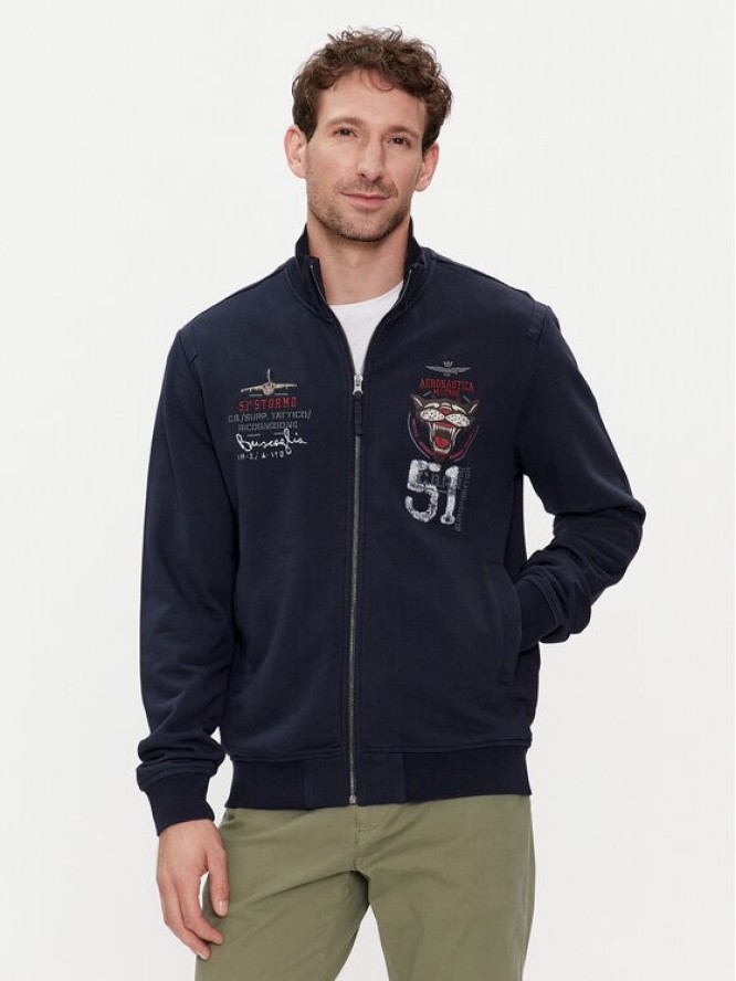 Aeronautica Militare Bluza 241FE1881F501 Granatowy Regular Fit