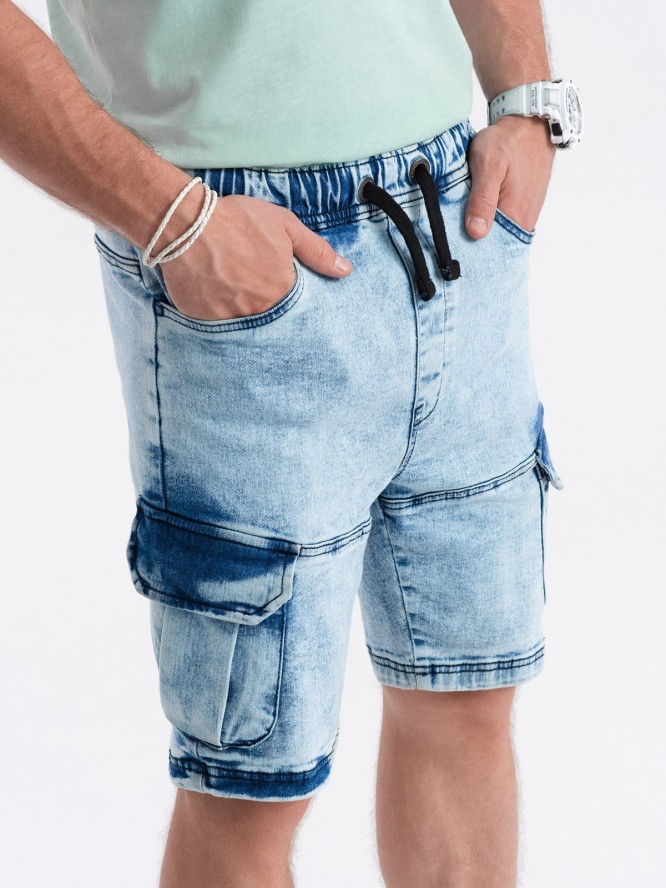 Krótkie spodenki męskie jeansowe - jasny jeans V1 W362 - M