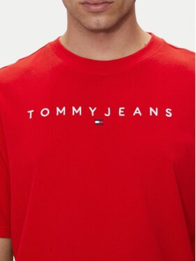 Tommy Jeans T-Shirt Linear Logo DM0DM17993 Czerwony Regular Fit