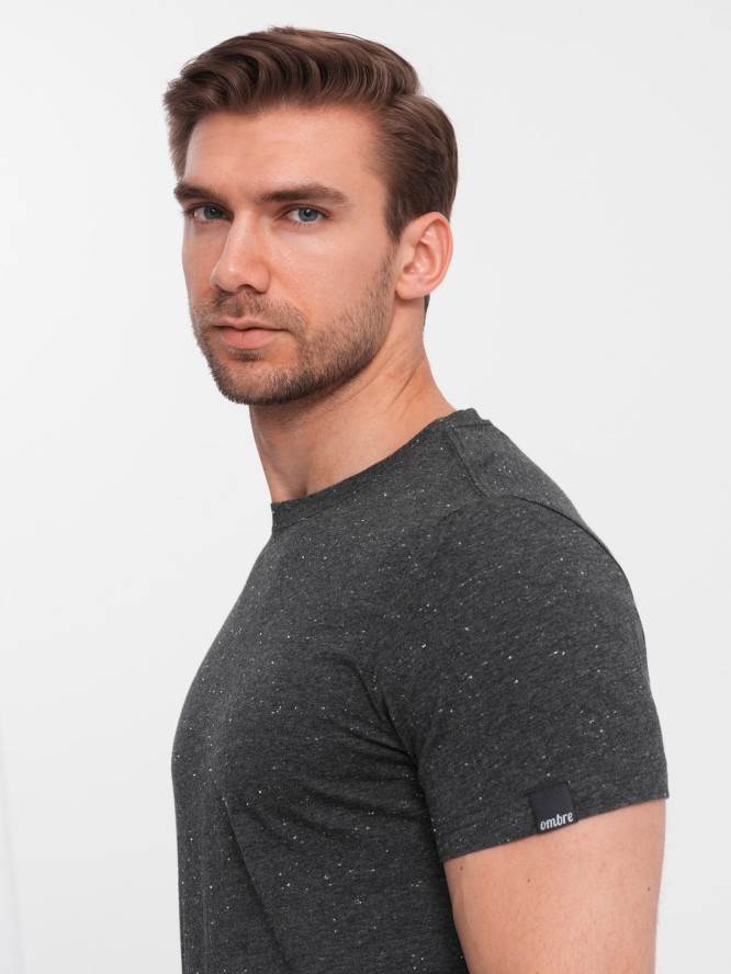 T-shirt męski z ozdobnym efektem confetti - czarny V5 OM-TSCT-0178 - XXL