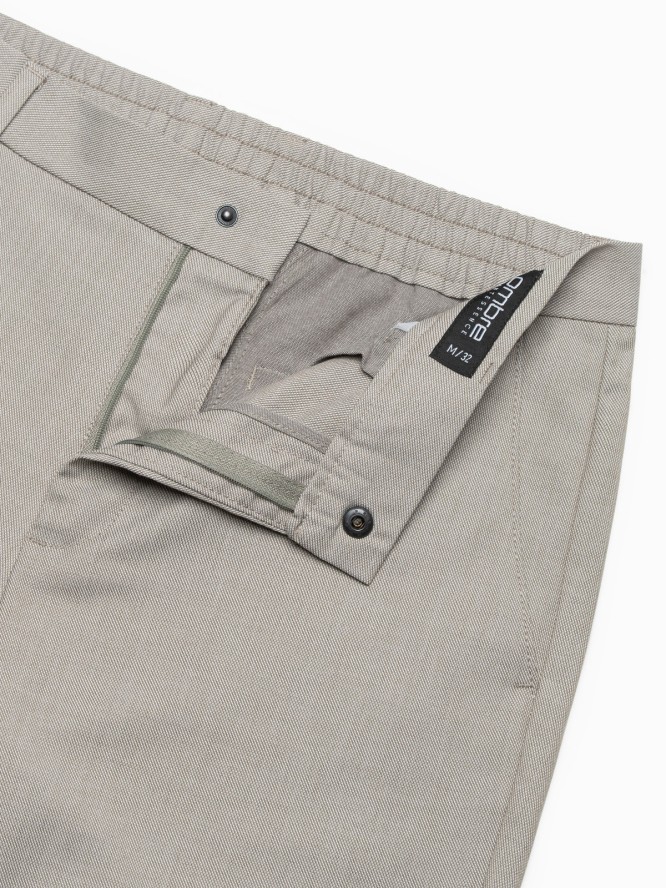 Spodnie męskie chino z gumką w pasie SLIM FIT - jasnoszare V1 OM-PACP-0157 - XXL
