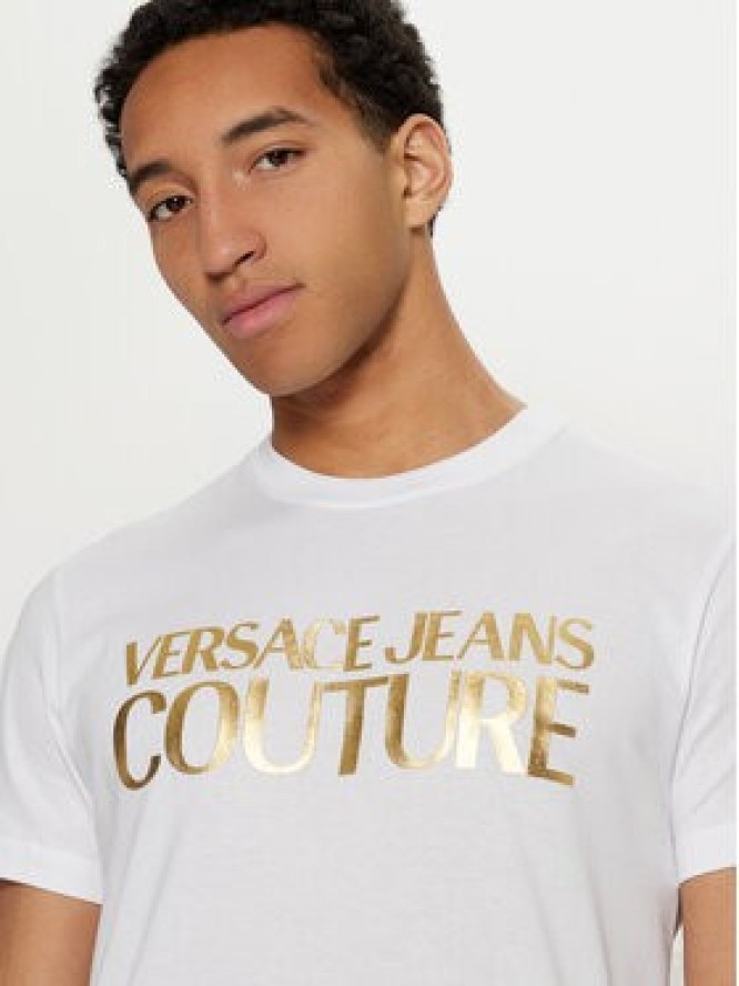 Versace Jeans Couture T-Shirt 78GAHT05 Biały Regular Fit