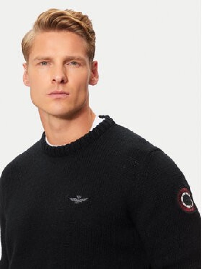 Aeronautica Militare Sweter 242MA1530L546 Czarny Regular Fit