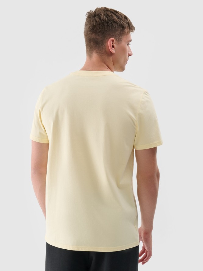T-shirt regular z nadrukiem męski - żółty